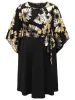 Floral Glitter Belted Keyhole Flutter Sleeve Dress sold by Bloomchic
