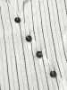 Striped Button Detail Asymmetrical Hem Blouse sold by Bloomchic