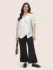 Striped Button Detail Asymmetrical Hem Blouse sold by Bloomchic