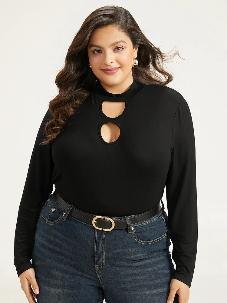 Supersoft Essentials Solid Keyhole Funnel Neck T-shirt sold by Bloomchic product image thumbnail 5