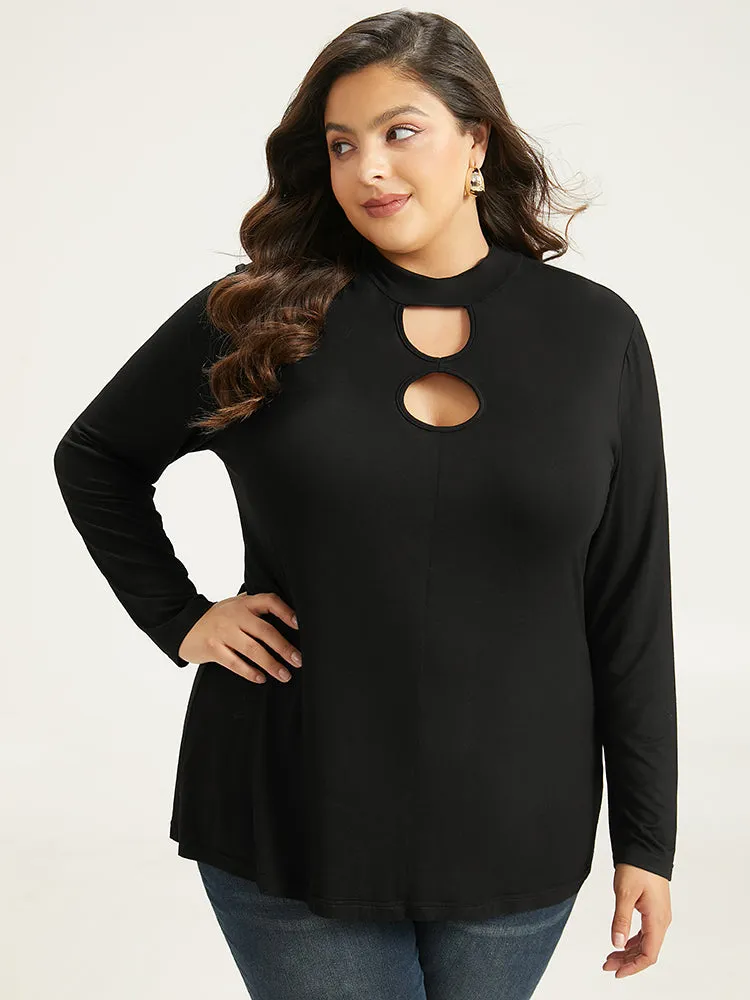 Supersoft Essentials Solid Keyhole Funnel Neck T-shirt sold by Bloomchic product image thumbnail 3