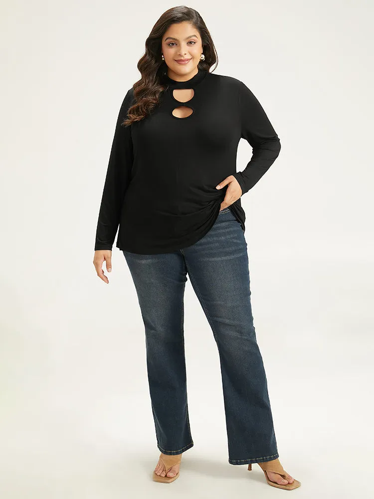 Supersoft Essentials Solid Keyhole Funnel Neck T-shirt sold by Bloomchic product image thumbnail 4