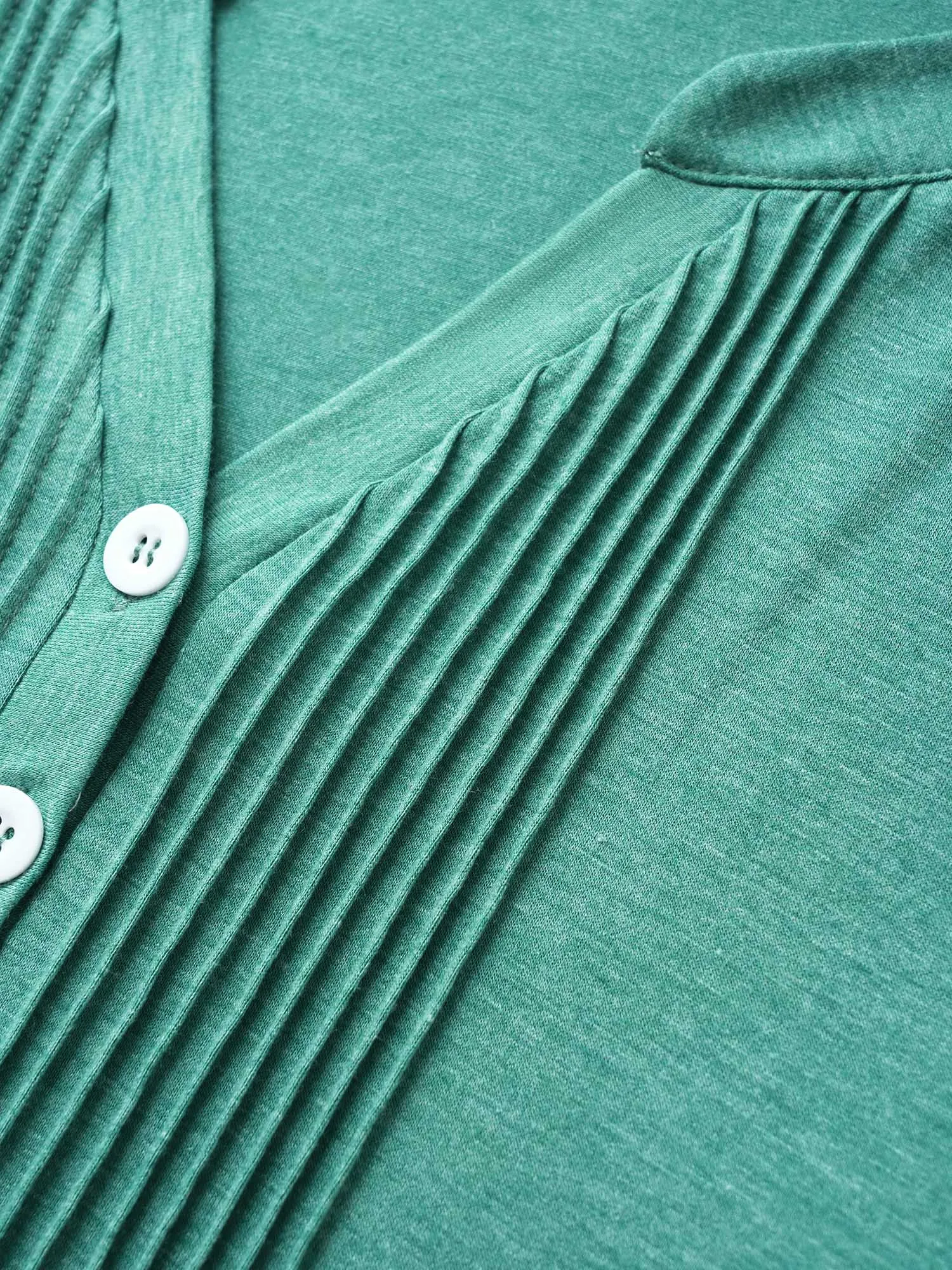 Notched Solid Pleated Button Up T-shirt sold by Bloomchic product image thumbnail 5