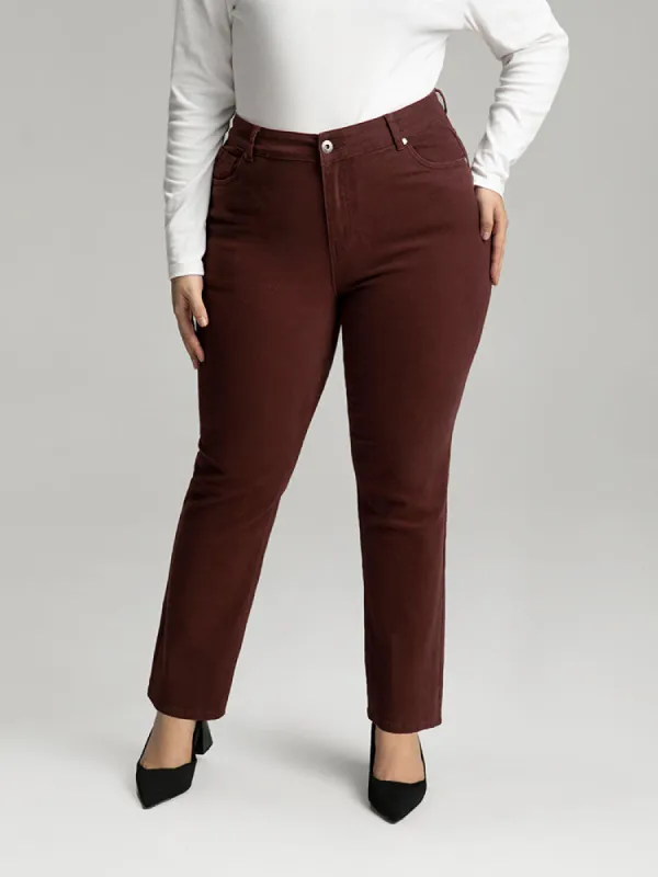 Cotton Straight Leg High Rise Color Wash Jeans sold by Bloomchic