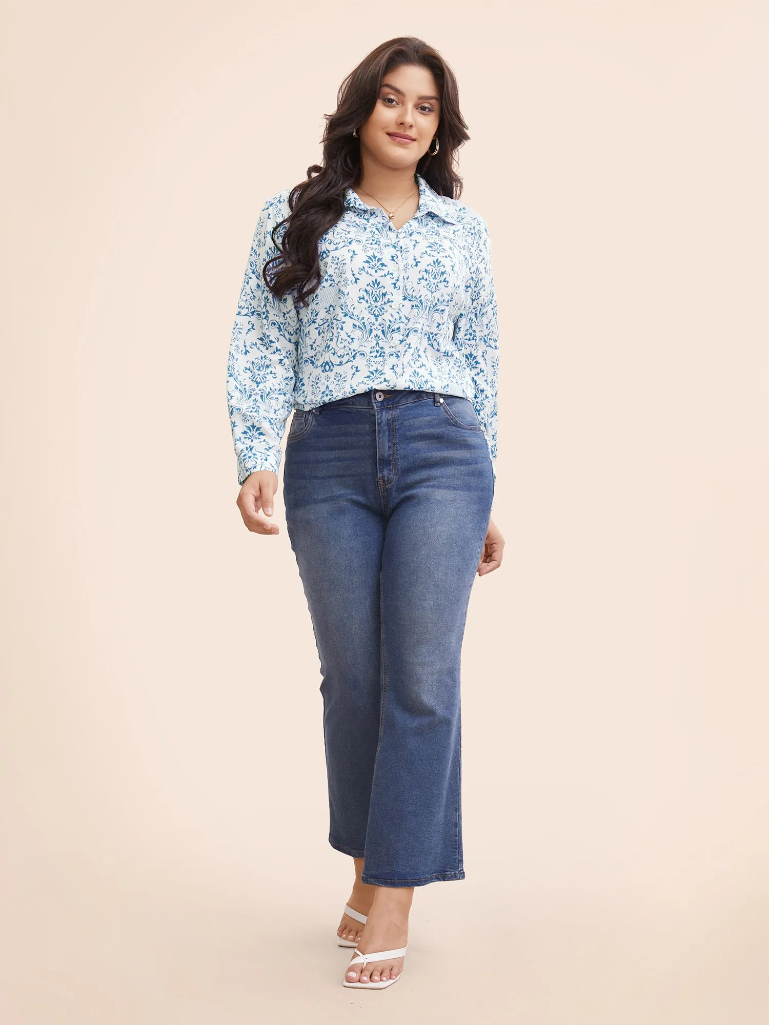 Bandana Print Shirt Collar Button Through Blouse sold by Bloomchic product image thumbnail 2