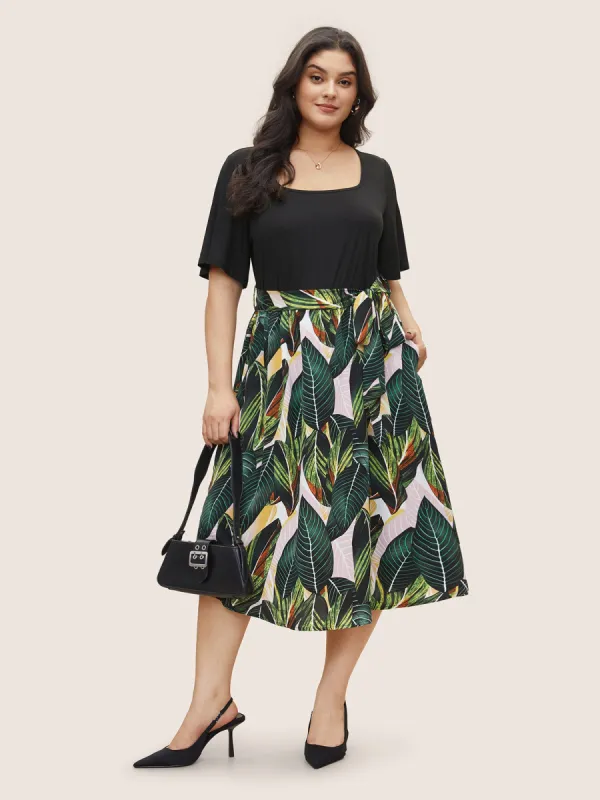 Plants Patchwork Pocket Square Neck Dress sold by Bloomchic