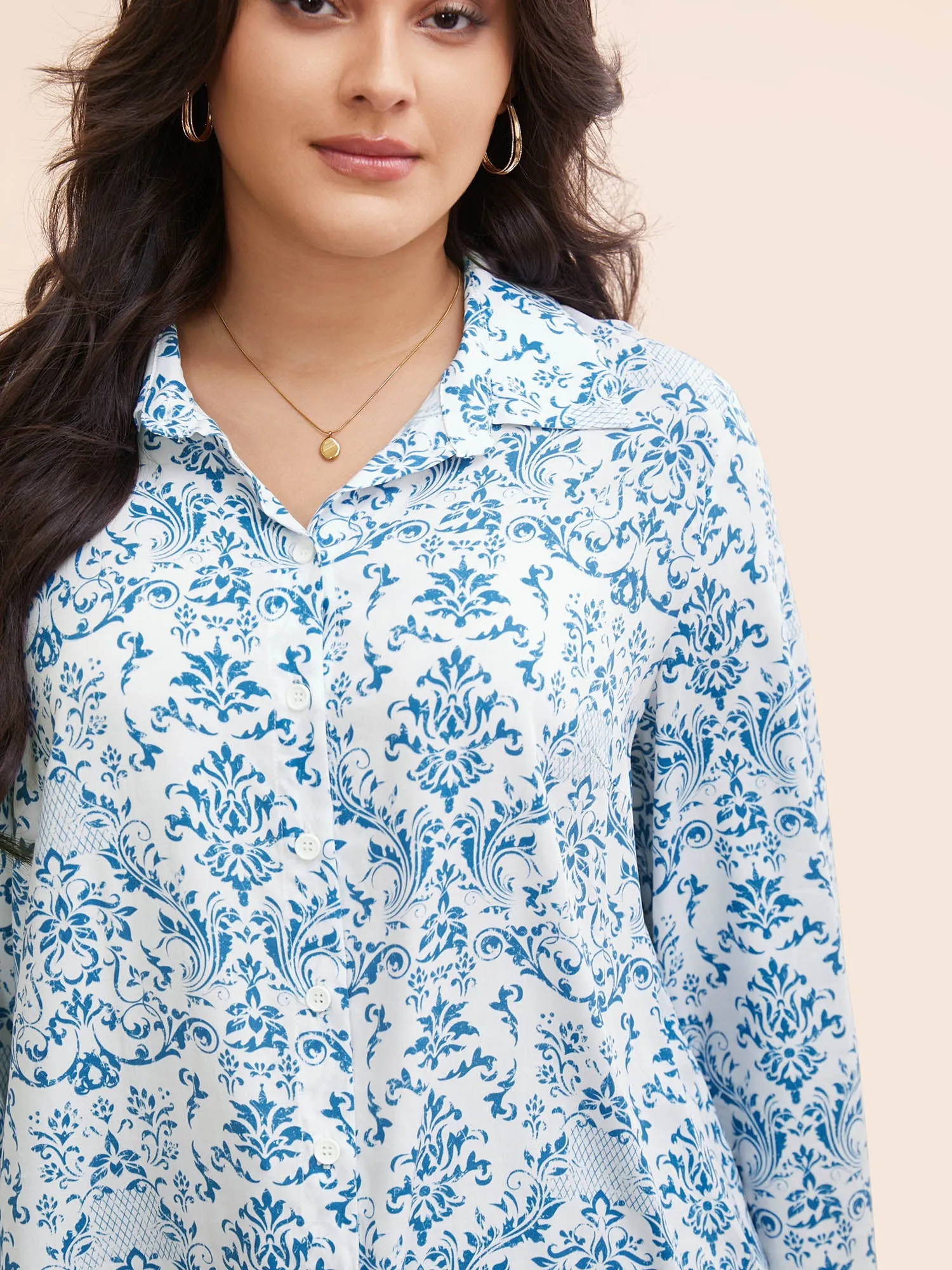 Bandana Print Shirt Collar Button Through Blouse sold by Bloomchic product image thumbnail 4