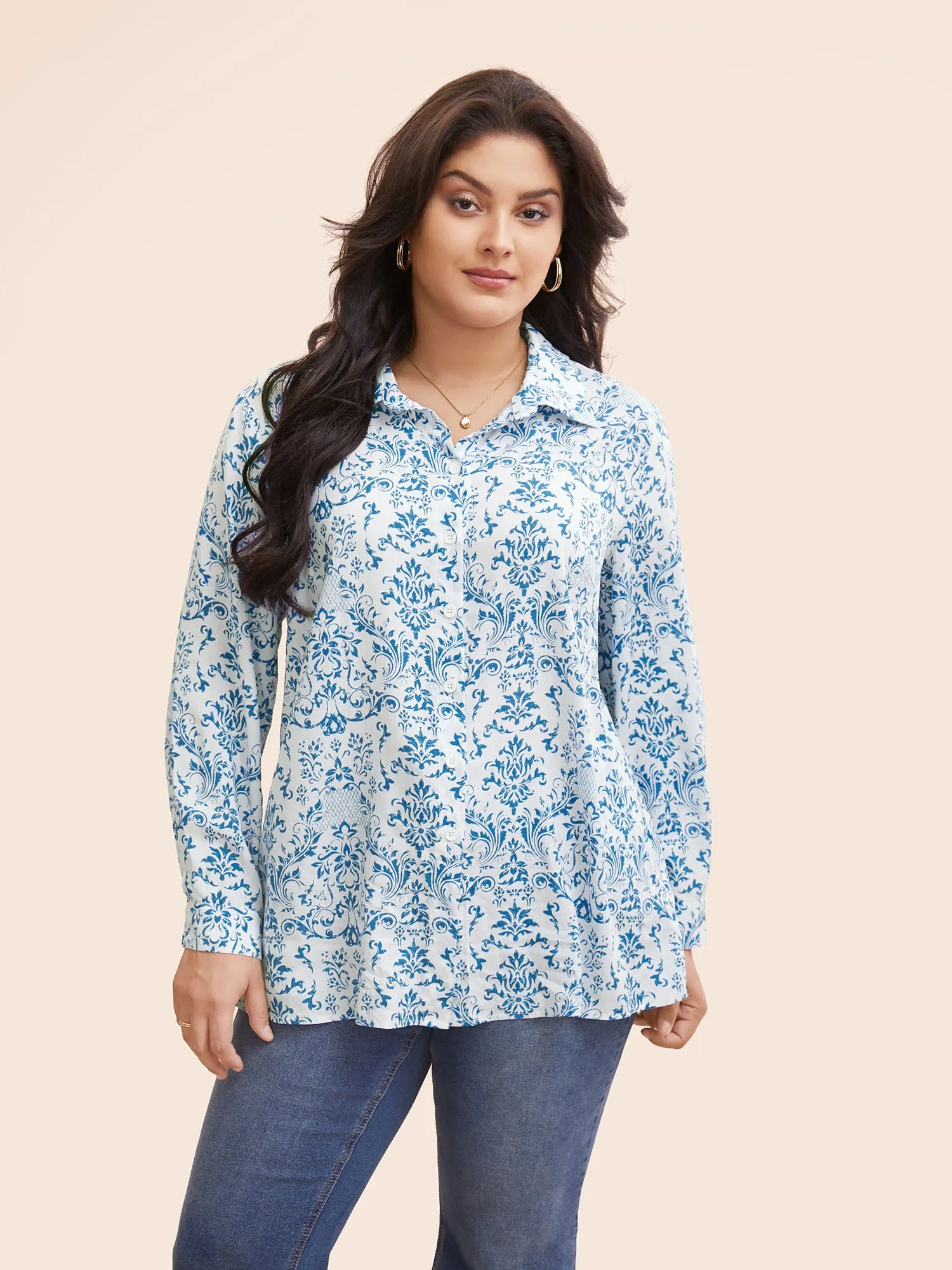 Bandana Print Shirt Collar Button Through Blouse sold by Bloomchic product image thumbnail 3