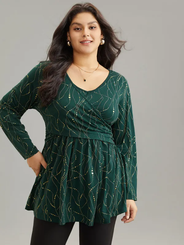 Polka Dot Crossover Ruffle Hem T-shirt sold by Bloomchic