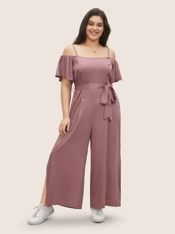 Supersoft Essentials Button Detail Slit Hem Jumpsuit sold by Bloomchic