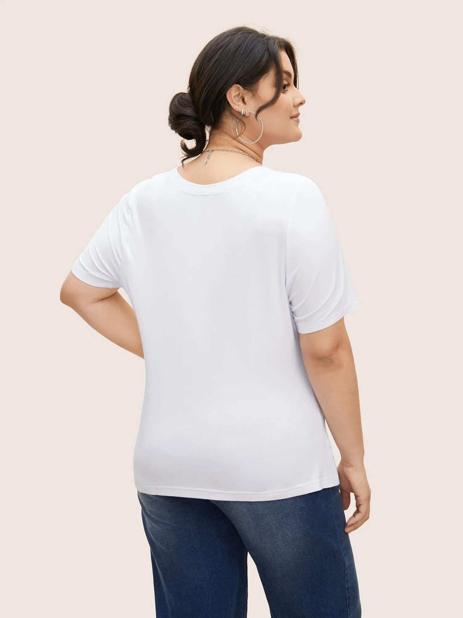 Supersoft Essentials Solid V Neck Basic Knit T-shirt sold by Bloomchic product image thumbnail 5