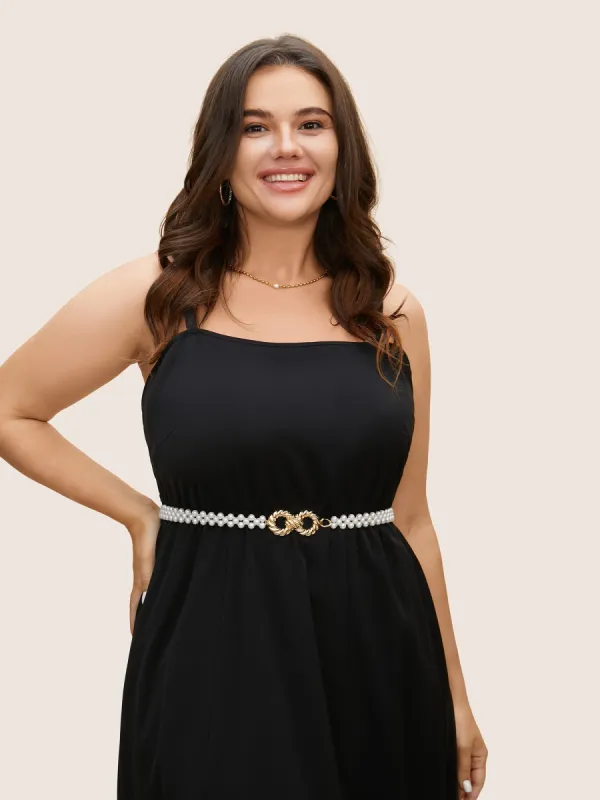 Twist Detail Faux Pearl Decor Belt sold by Bloomchic