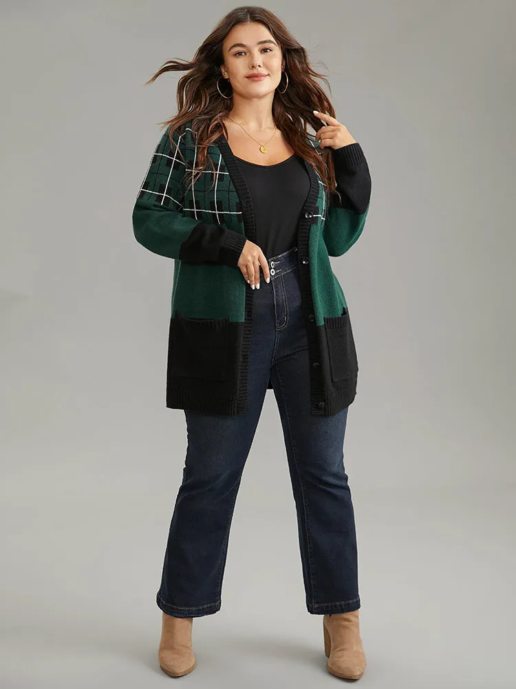 Supersoft Essentials Plaid Geometric Contrast Pocket Cardigan sold by Bloomchic product image thumbnail 5