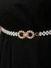 Twist Detail Faux Pearl Decor Belt sold by Bloomchic