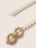 Twist Detail Faux Pearl Decor Belt sold by Bloomchic