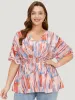 Allover Print Batwing Sleeve Shirred Blouse sold by Bloomchic