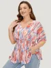 Allover Print Batwing Sleeve Shirred Blouse sold by Bloomchic