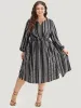 Striped Boho Print Shirred Split Hem Dress sold by Bloomchic