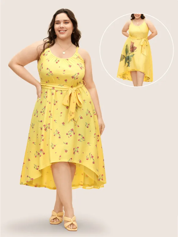 Everywhere Dress - Floral Elastic Waist Belted Dress sold by Bloomchic