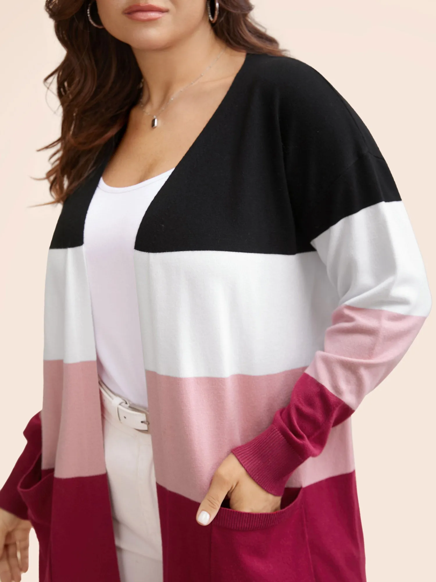 Supersoft Essentials Colorblock Contrast Pocket Cardigan sold by Bloomchic product image thumbnail 4