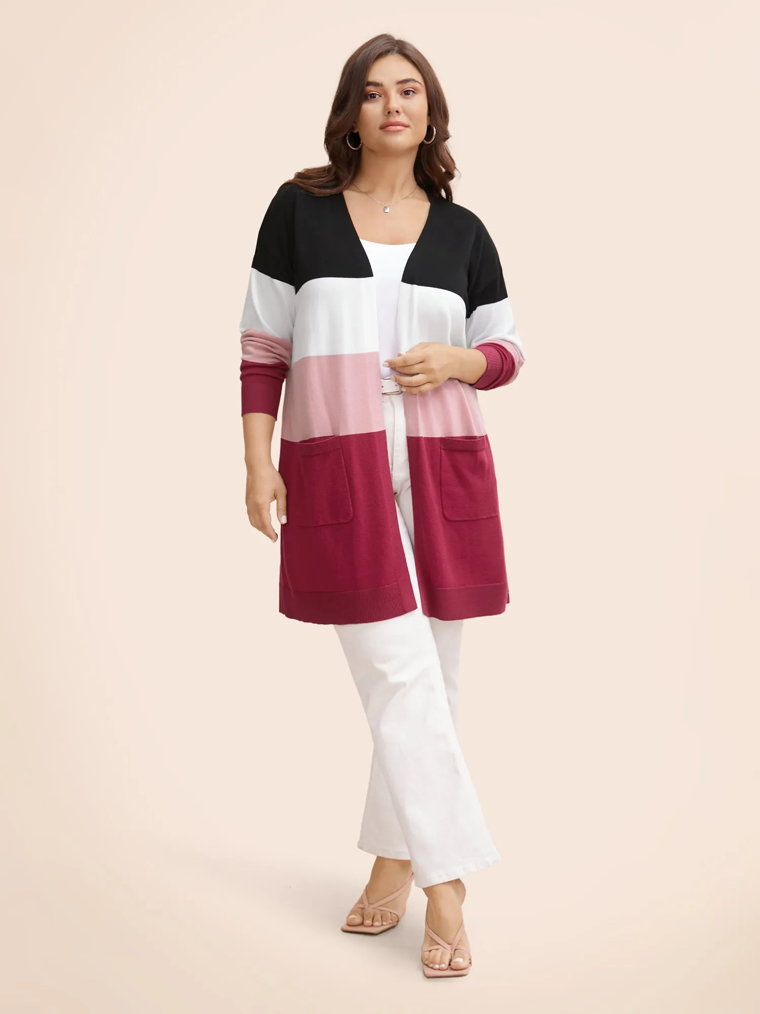 Supersoft Essentials Colorblock Contrast Pocket Cardigan sold by Bloomchic product image thumbnail 3