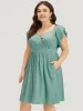 Plain Textured Pocket Layered Sleeve Wrap Dress sold by Bloomchic
