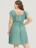 Plain Textured Pocket Layered Sleeve Wrap Dress sold by Bloomchic