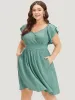 Plain Textured Pocket Layered Sleeve Wrap Dress sold by Bloomchic