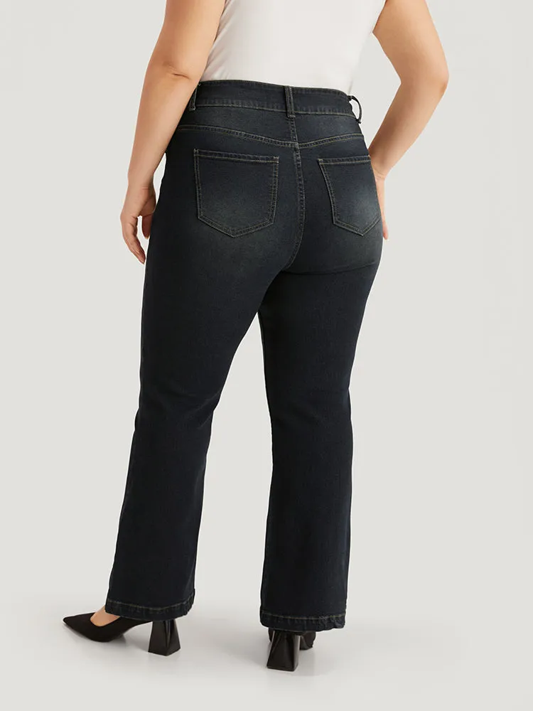 Plain Flare Leg Dark Wash Jeans sold by Bloomchic product image thumbnail 4