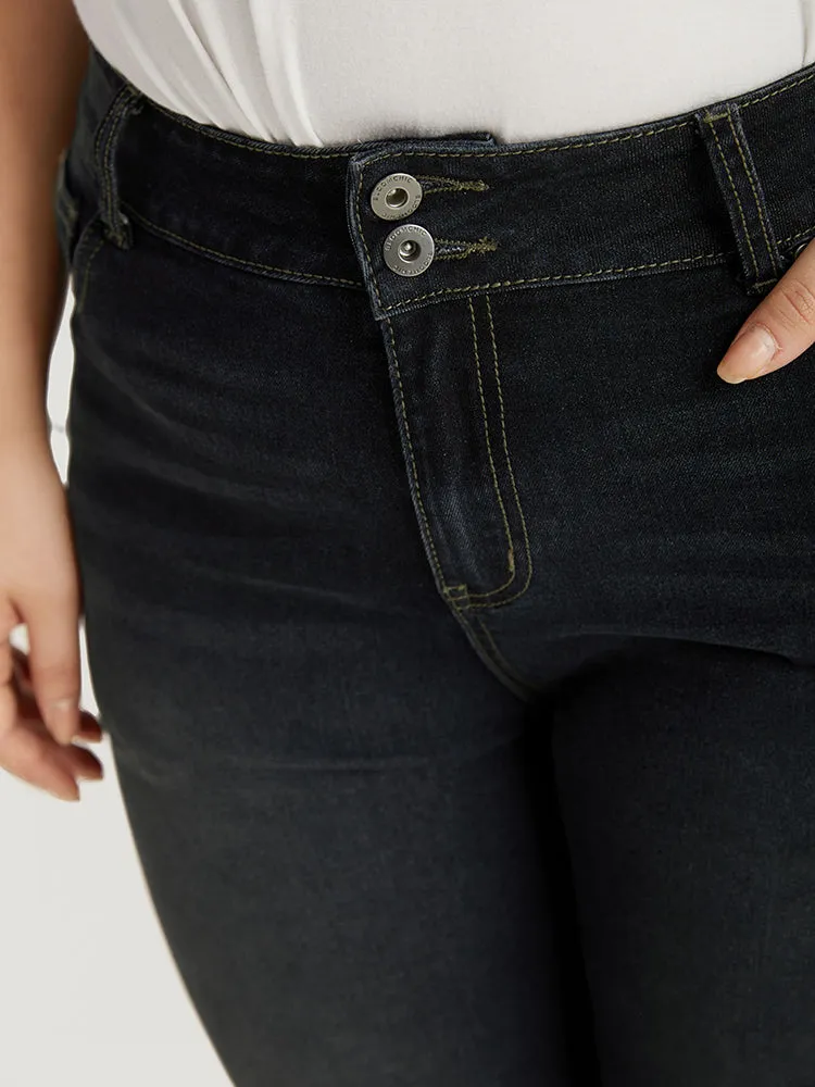 Plain Flare Leg Dark Wash Jeans sold by Bloomchic product image thumbnail 5