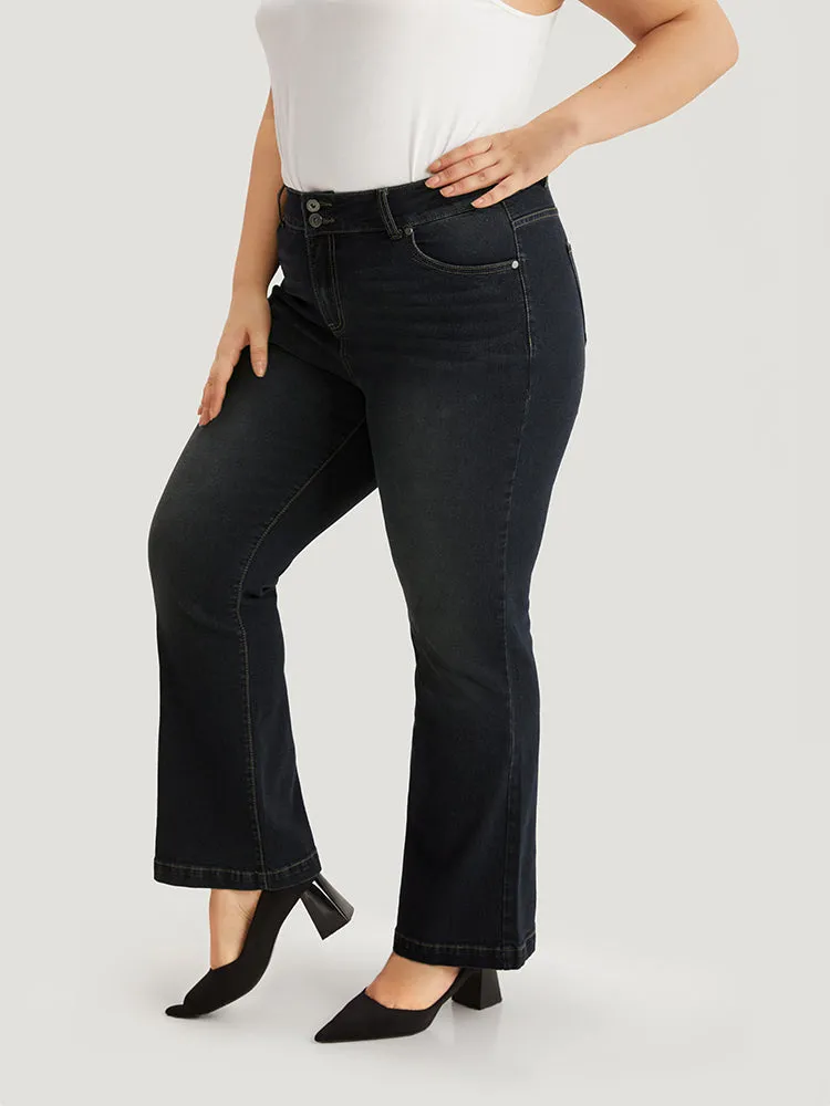 Plain Flare Leg Dark Wash Jeans sold by Bloomchic product image thumbnail 3