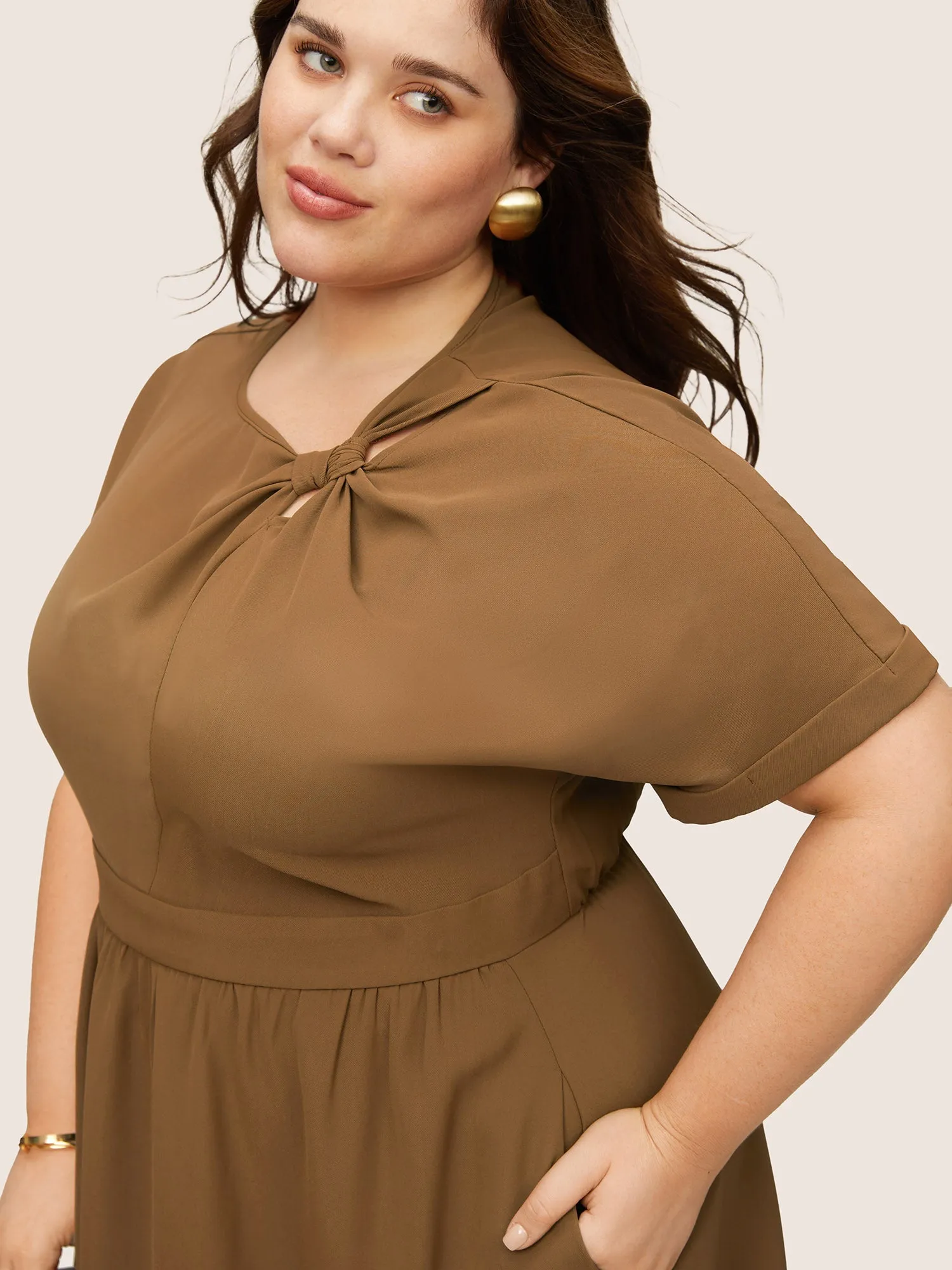 Tweed Twist Front Pocket Elastic Waist Dress sold by Bloomchic product image thumbnail 4