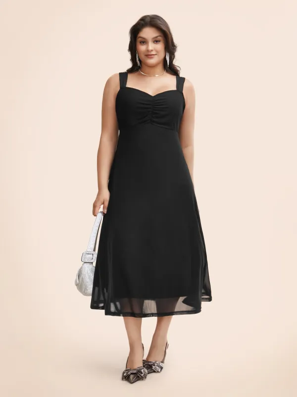 Heart Neckline See Through Gathered Dress sold by Bloomchic