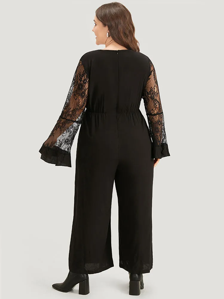 Halloween Plain Mesh Eyelet Lace Pocket Jumpsuit sold by Bloomchic product image thumbnail 2