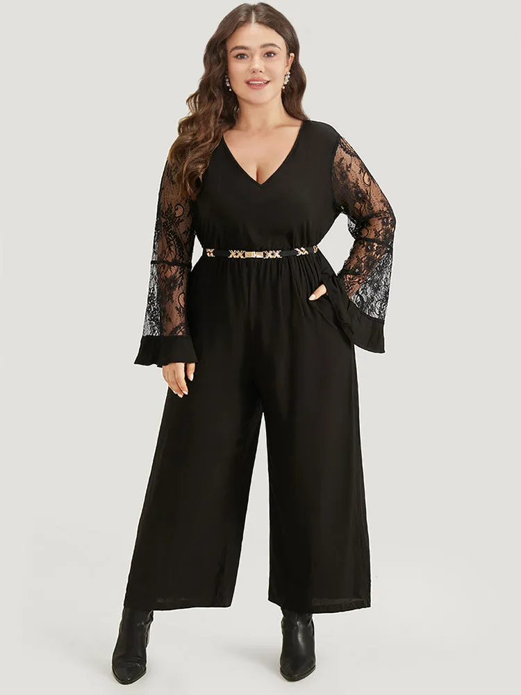 Halloween Plain Mesh Eyelet Lace Pocket Jumpsuit sold by Bloomchic product image thumbnail 4