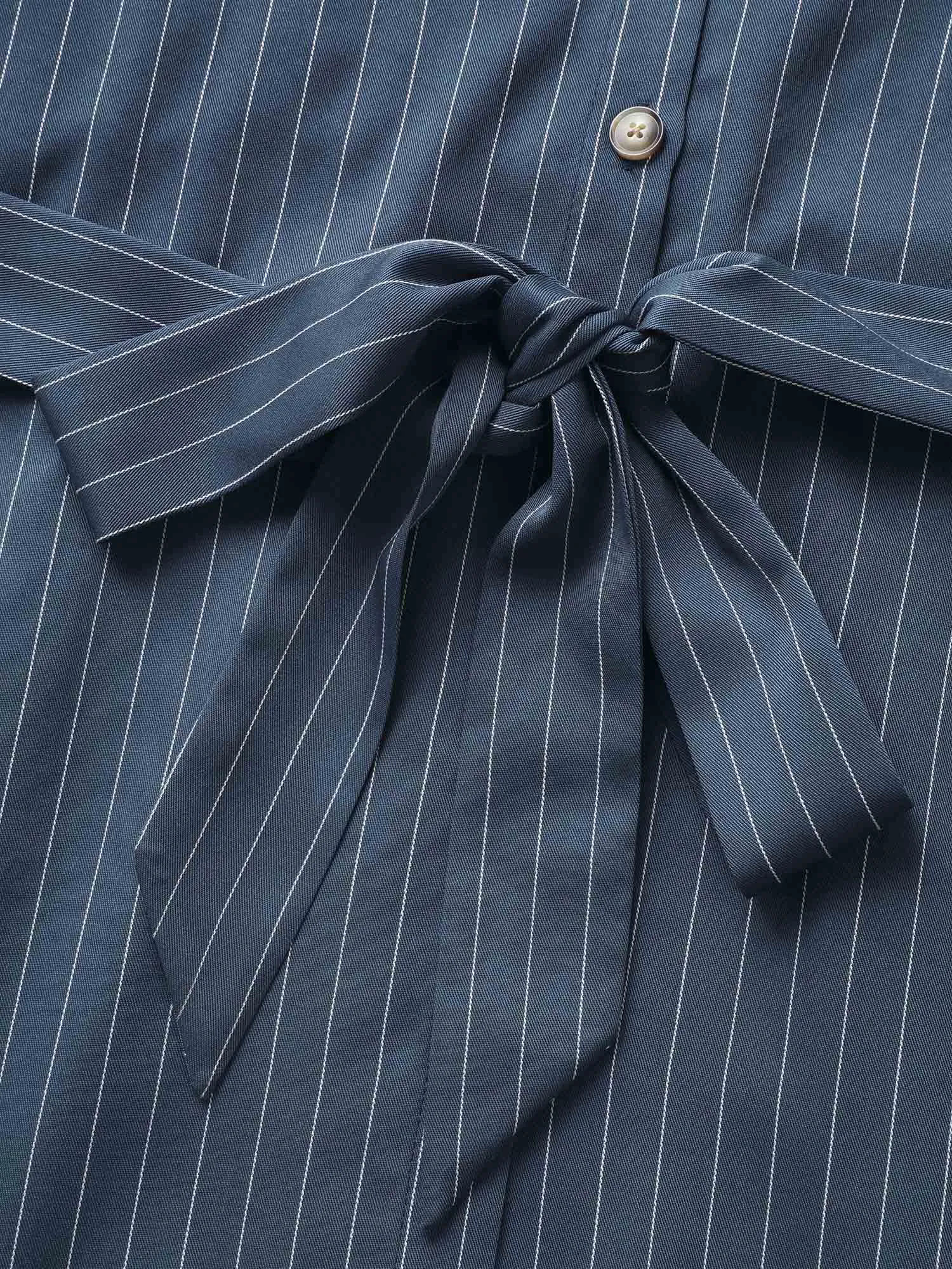 Shirt Collar Striped Curved Hem Midi Dress sold by Bloomchic product image thumbnail 5