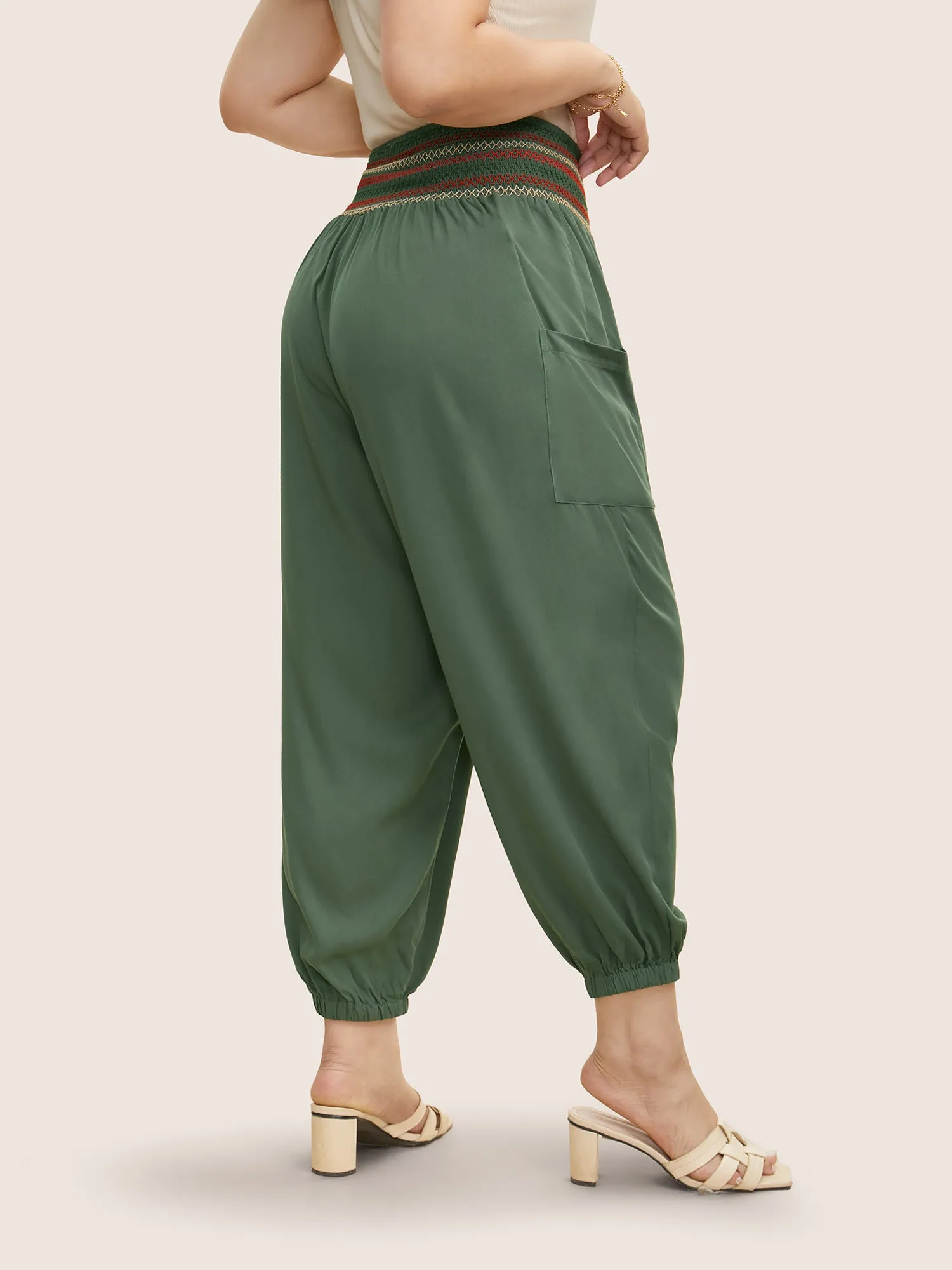Mid Rise Shirred Tapered Leg Pants sold by Bloomchic product image thumbnail 2