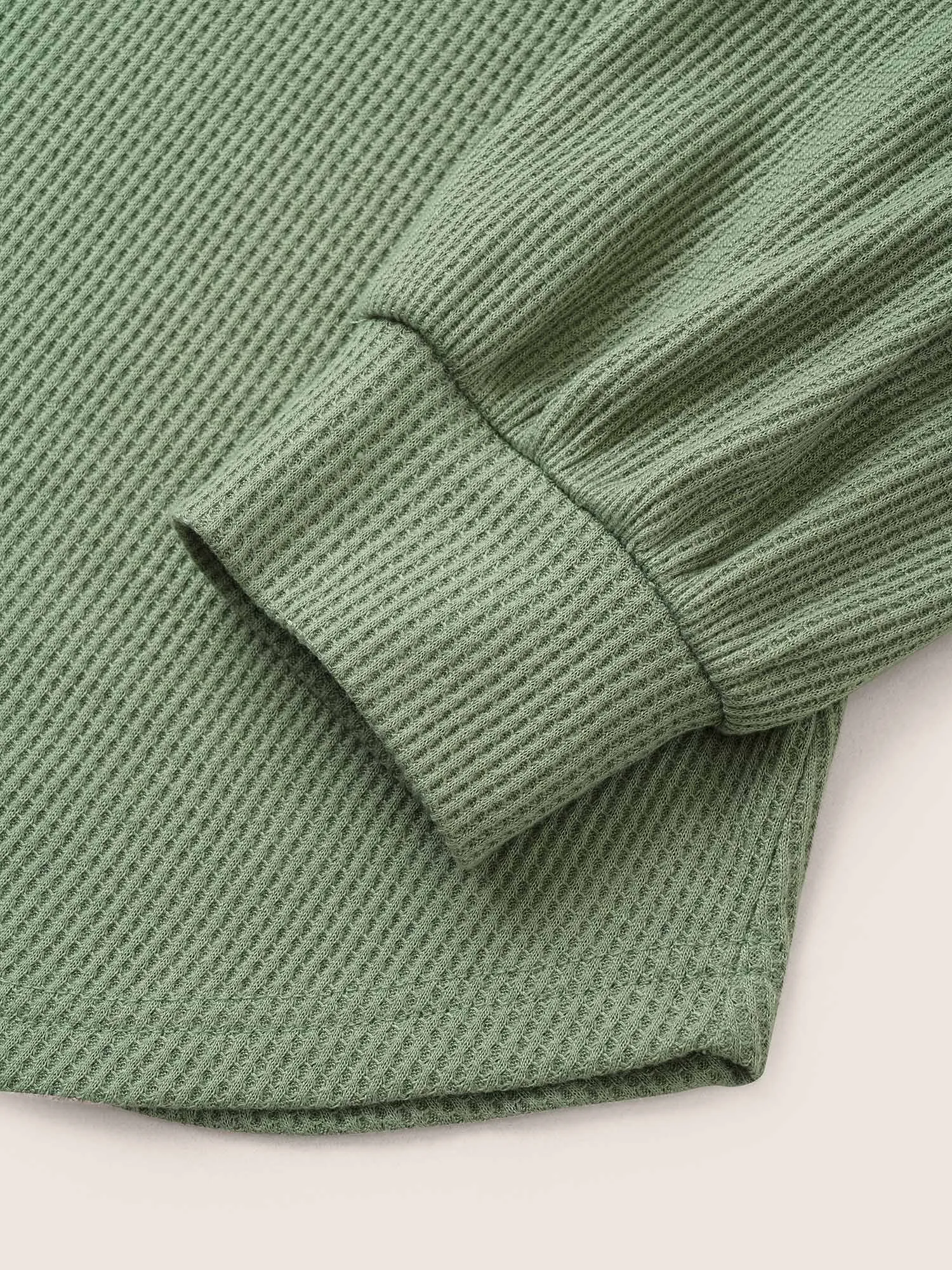 Plain Texture Waffle Knit Arc Hem T-shirt sold by Bloomchic product image thumbnail 5