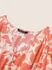 Silhouette Floral Print Lace Trim Petal Sleeve Dress sold by Bloomchic