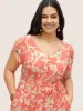 Silhouette Floral Print Lace Trim Petal Sleeve Dress sold by Bloomchic