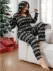 Elk & Snowflake Print Pocket Drawstring Zipper Hooded Jumpsuit sold by Bloomchic