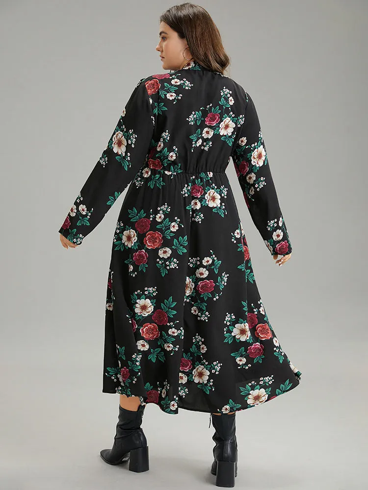 Floral Print Shirred Mock Neck Dress sold by Bloomchic product image thumbnail 2