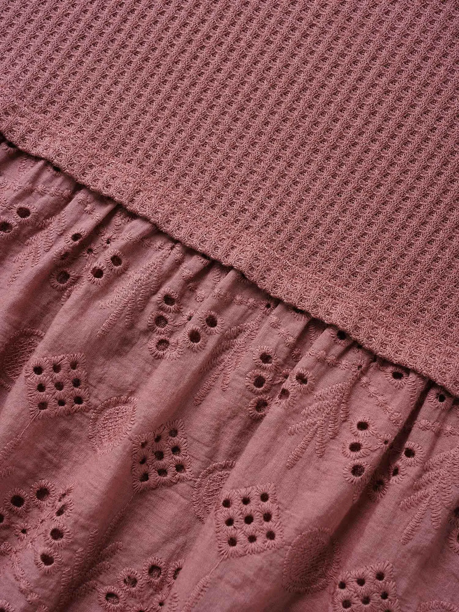 Waffle Knit Patchwork Broderie Anglaise T-shirt sold by Bloomchic product image thumbnail 5