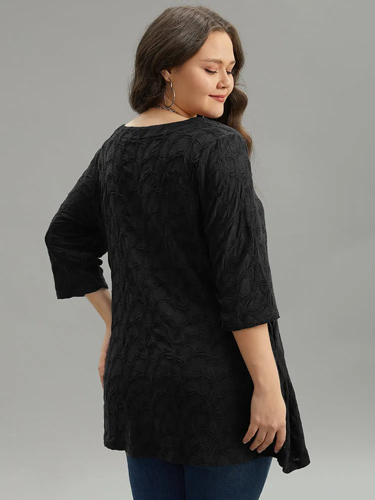 Plain Texture Pocket Crew Neck T-shirt sold by Bloomchic product image thumbnail 2