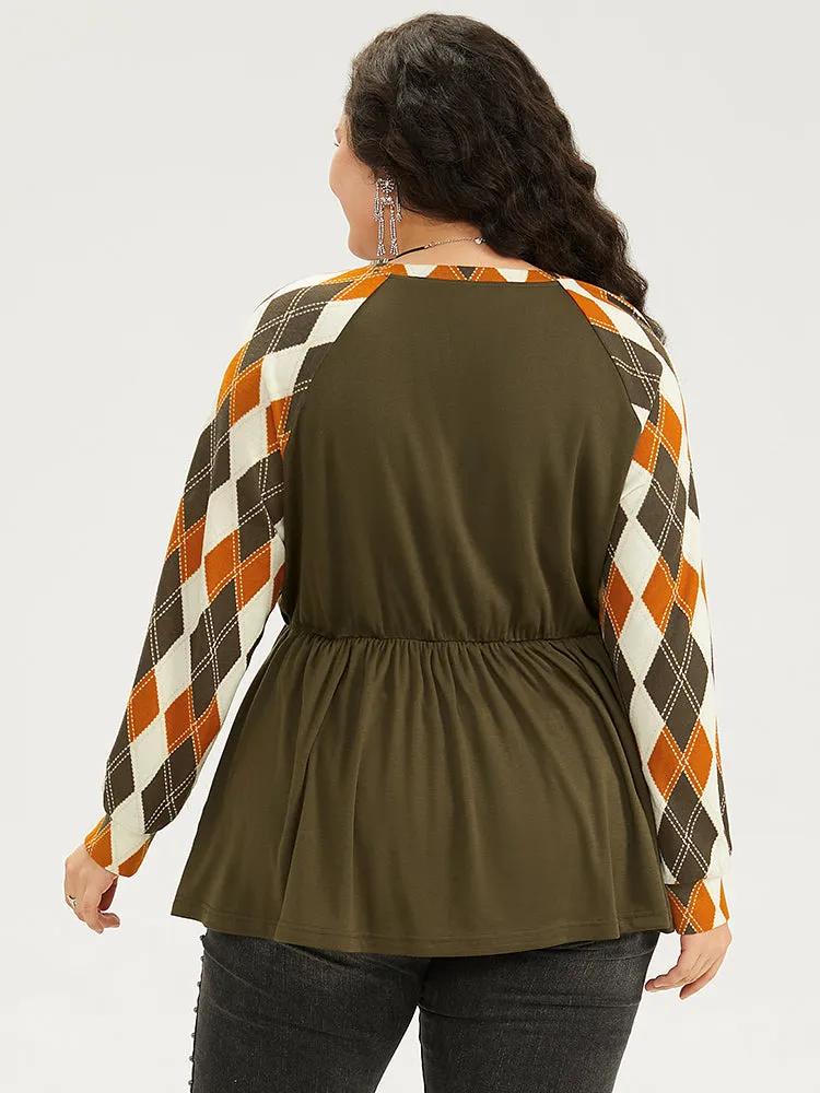 Halloween Argyle Plaid Raglan Sleeve Elastic Waist T-shirt sold by Bloomchic product image thumbnail 5