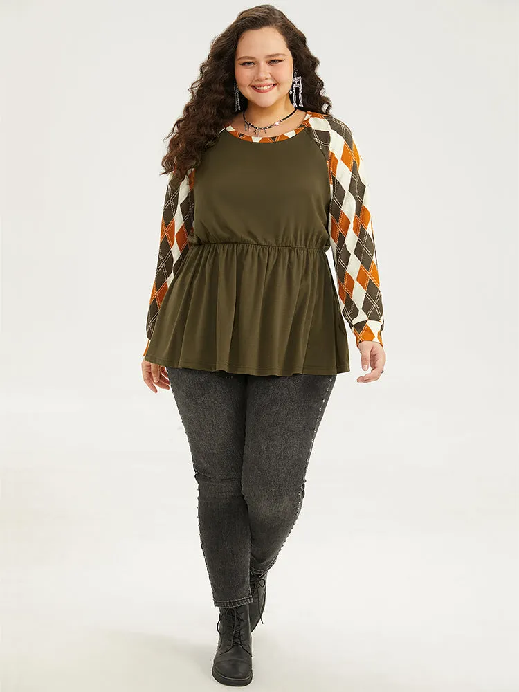 Halloween Argyle Plaid Raglan Sleeve Elastic Waist T-shirt sold by Bloomchic product image thumbnail 4