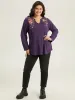 Floral Embroidered Notched Arc Hem Sweatshirt sold by Bloomchic