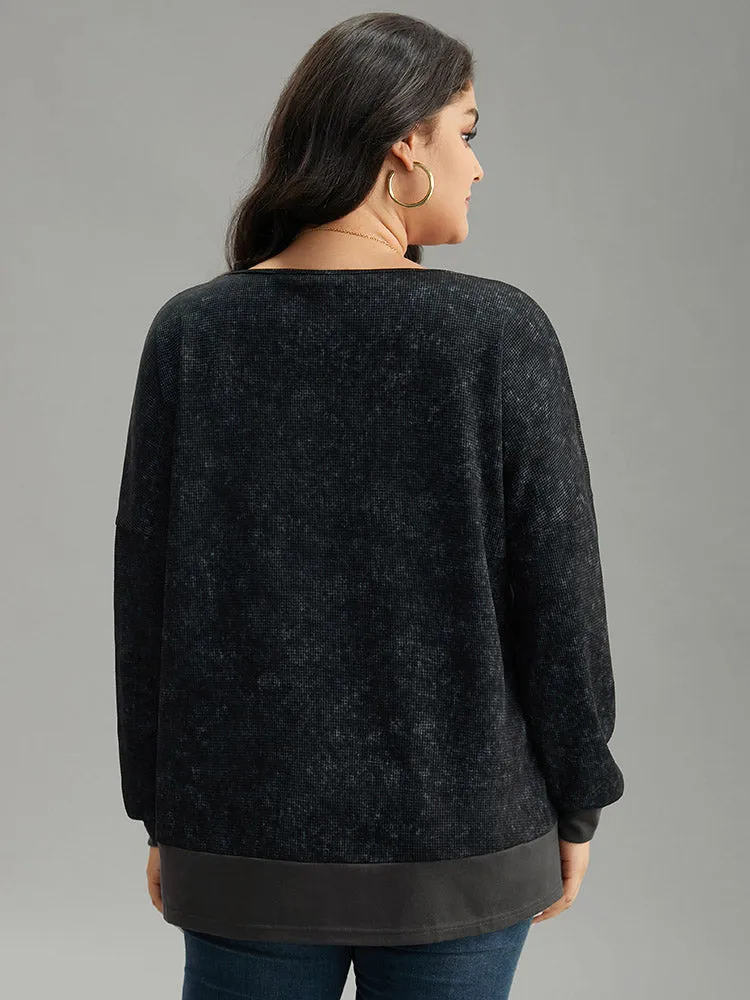 Colorblock Waffle Knit Patchwork T-shirt sold by Bloomchic product image thumbnail 2