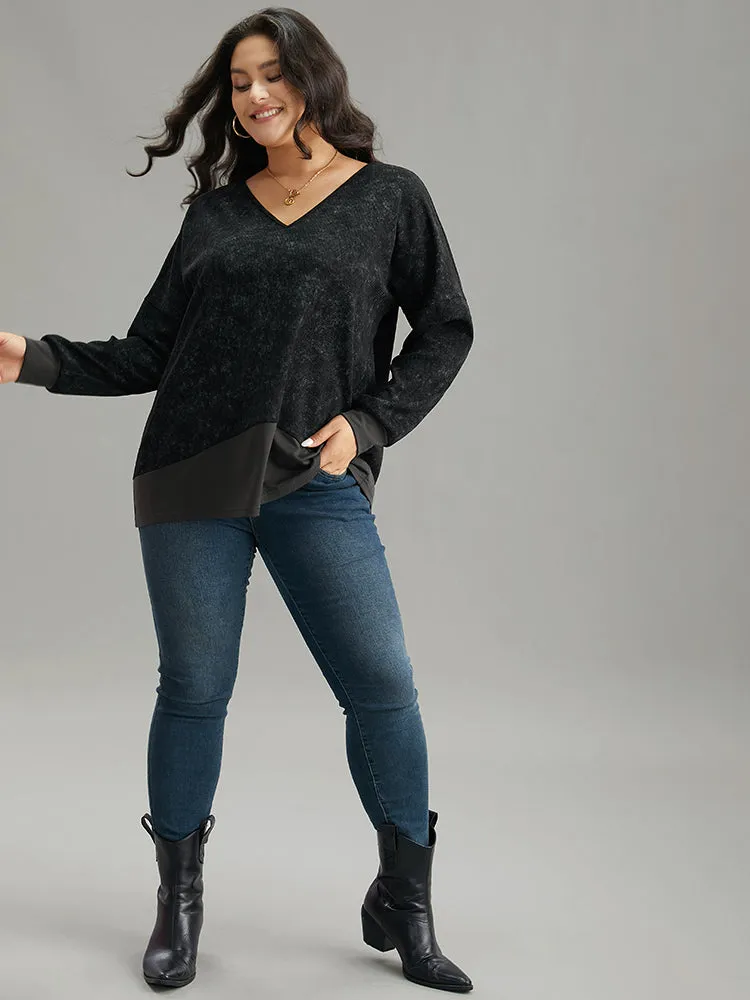 Colorblock Waffle Knit Patchwork T-shirt sold by Bloomchic product image thumbnail 4