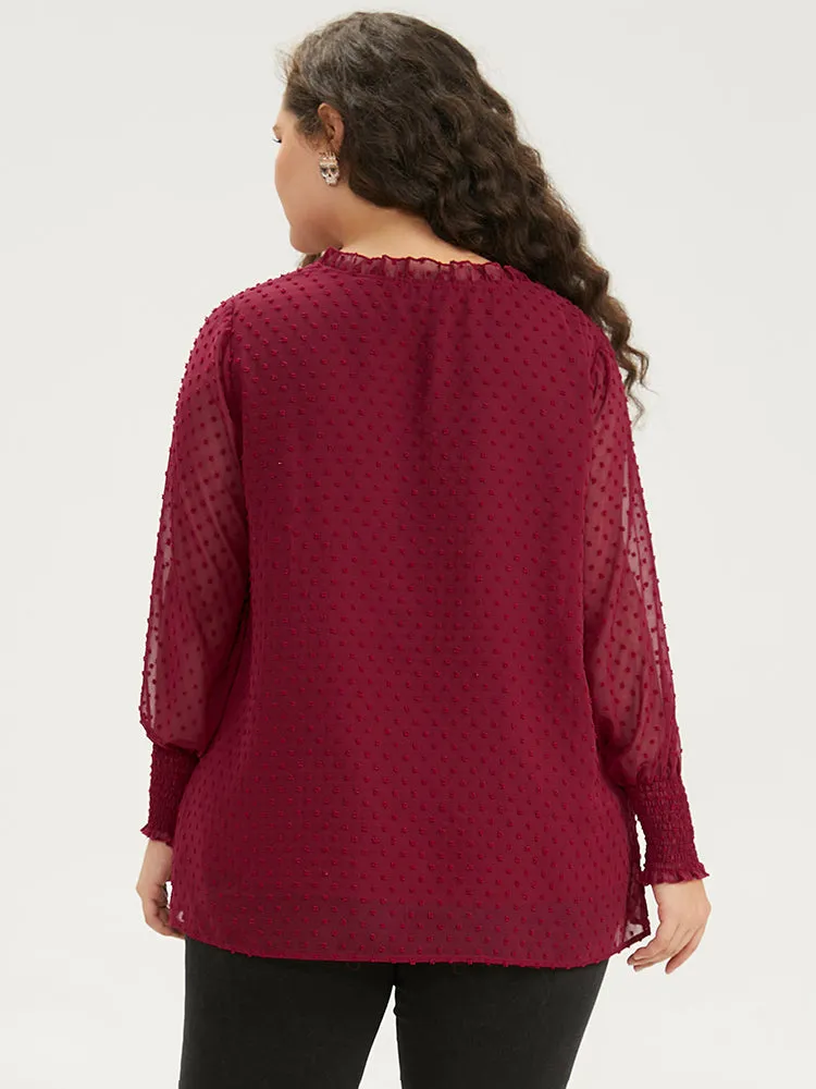 Halloween Solid Tie Neck Shirred Blouse sold by Bloomchic product image thumbnail 5